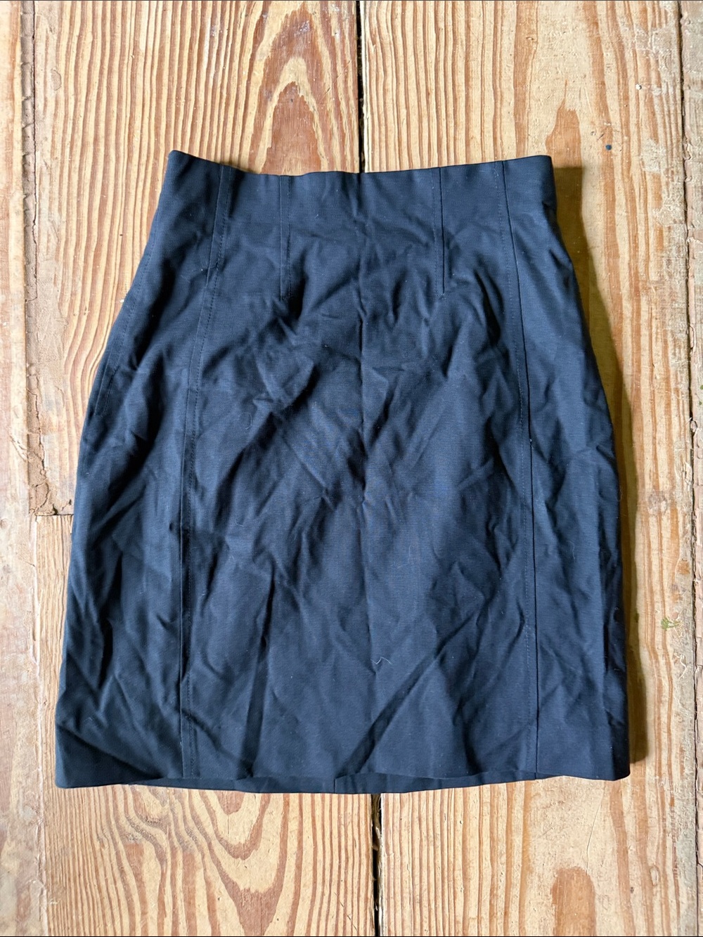 MM Lafleur Black Structured Pencil Skirt, high waist, 2, 96% wool